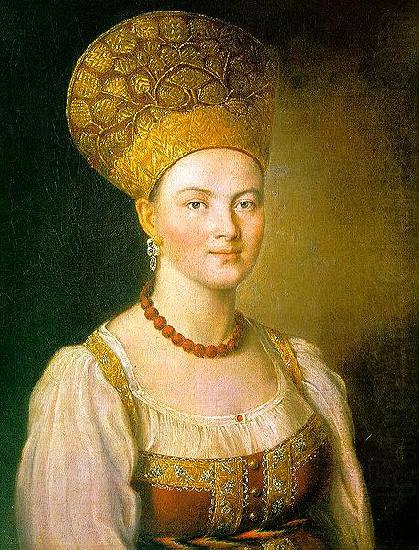 unknow artist Portrait of an Unknown Woman in Russian Costume oil painting picture